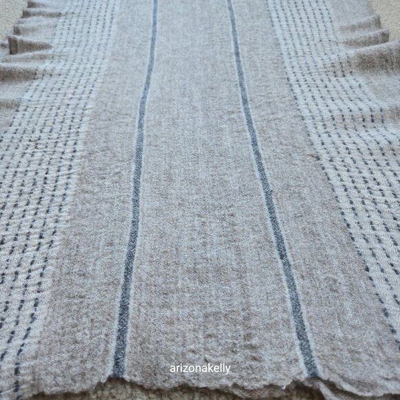 Laraib Cashmere Woven Scarf Natural Earthy Made in Nepal - Picture 7 of 16